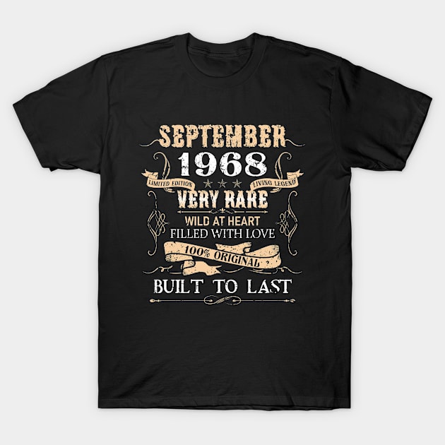 54 Years Old 54th Birthday Decoration Vintage September 1968 T-Shirt by gussiemc